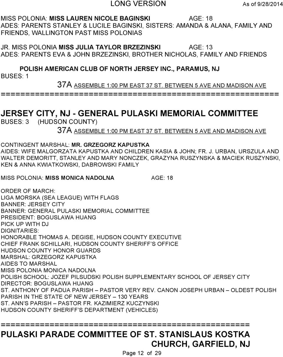 , PARAMUS, NJ 37A ASSEMBLE 1:00 PM EAST 37 ST.