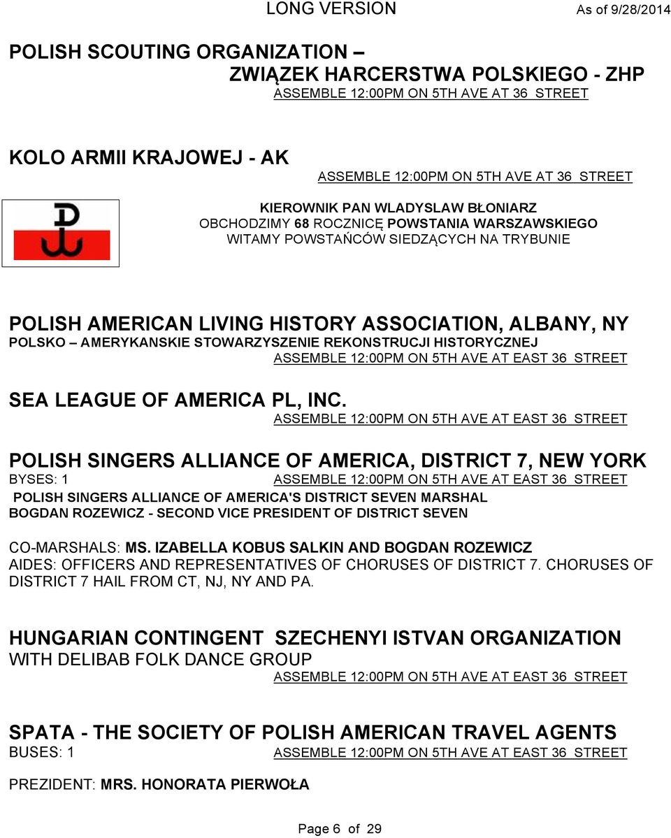 HISTORYCZNEJ ASSEMBLE 12:00PM ON 5TH AVE AT EAST 36 STREET SEA LEAGUE OF AMERICA PL, INC.