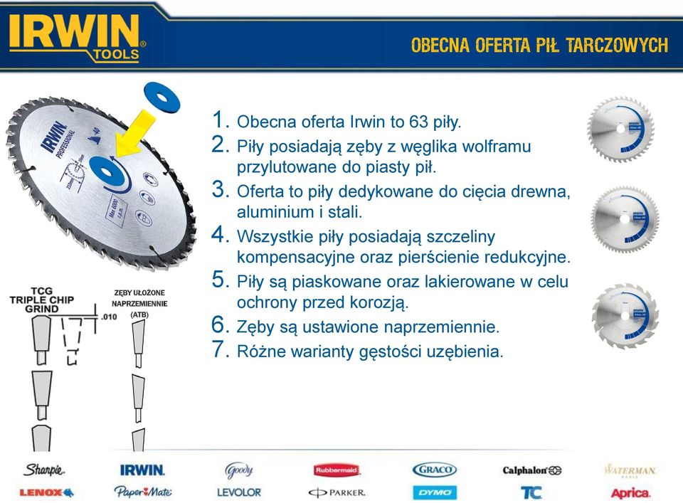 Oferta to piły dedykowane do cięcia drewna, aluminium i stali. 4.