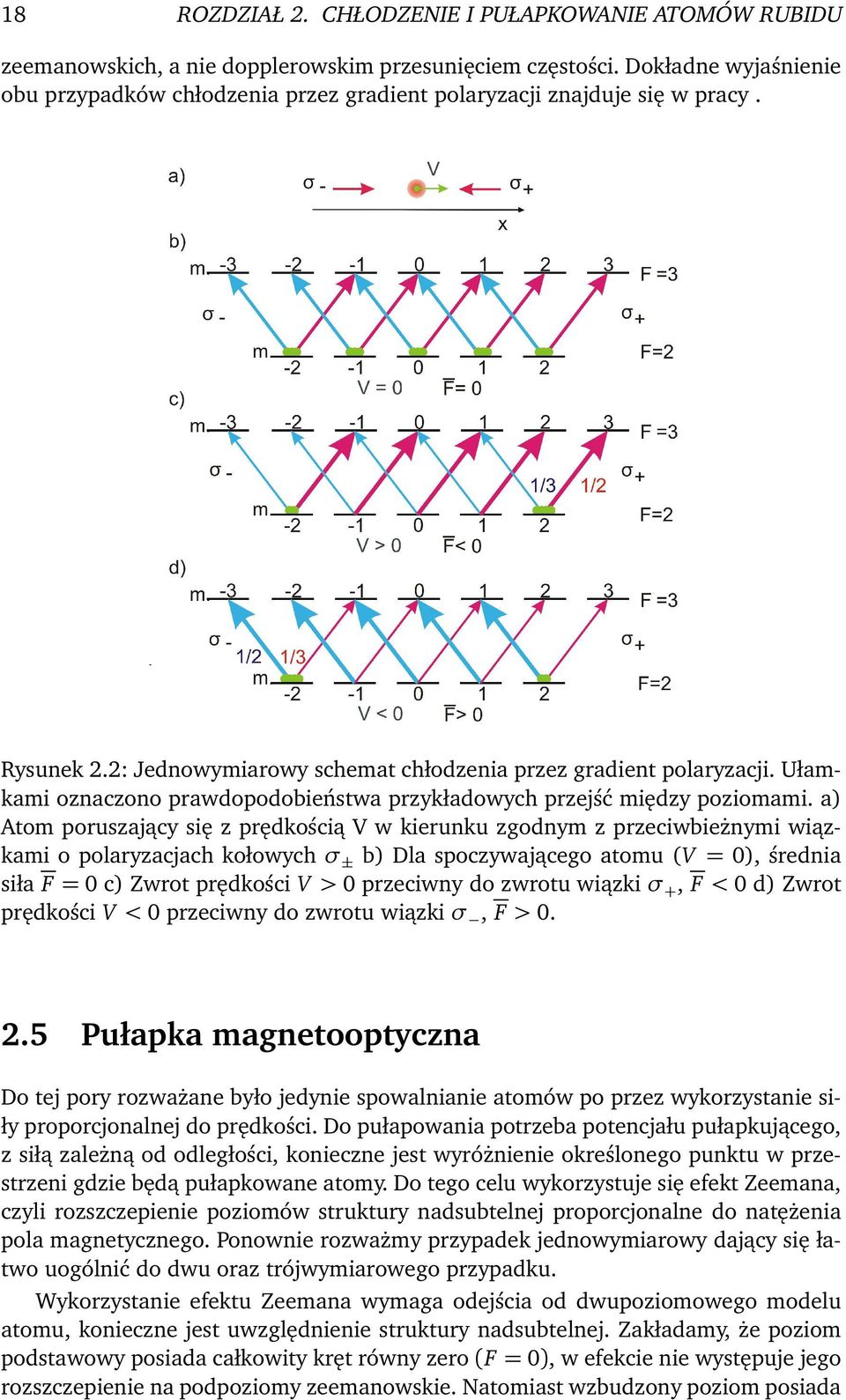 Ułamkami oznaczono prawdopodobieństwa przykładowych przejść między poziomami.