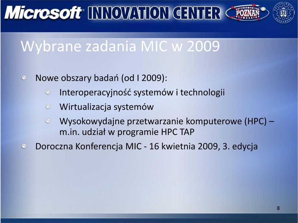 Wysokowydajne przetwarzanie komputerowe (HPC) m.in.