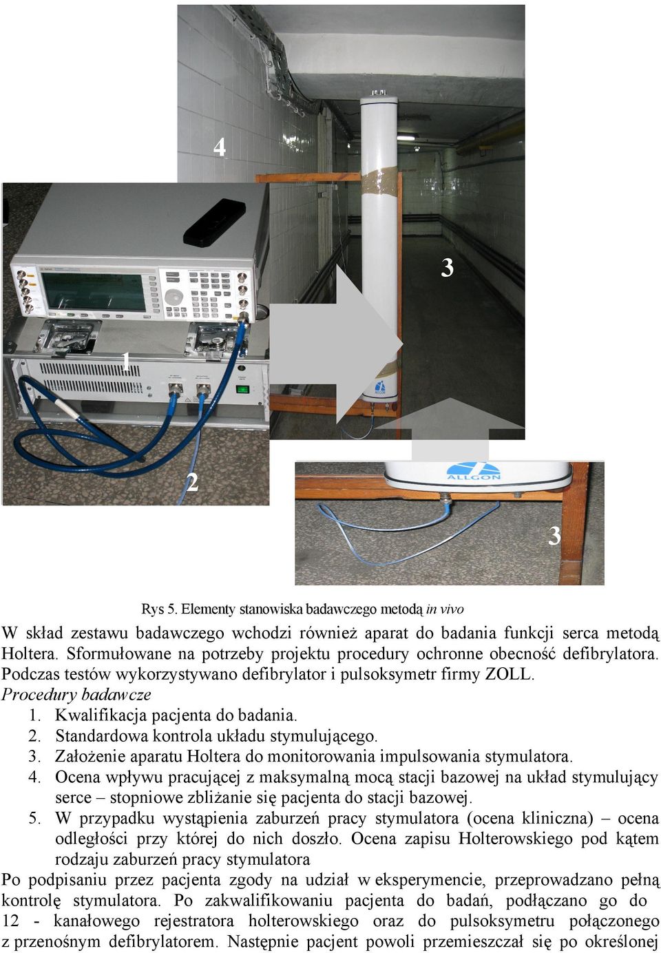 Kwalifikacja pacjenta do badania. 2. Standardowa kontrola układu stymulującego. 3. Założenie aparatu Holtera do monitorowania impulsowania stymulatora. 4.