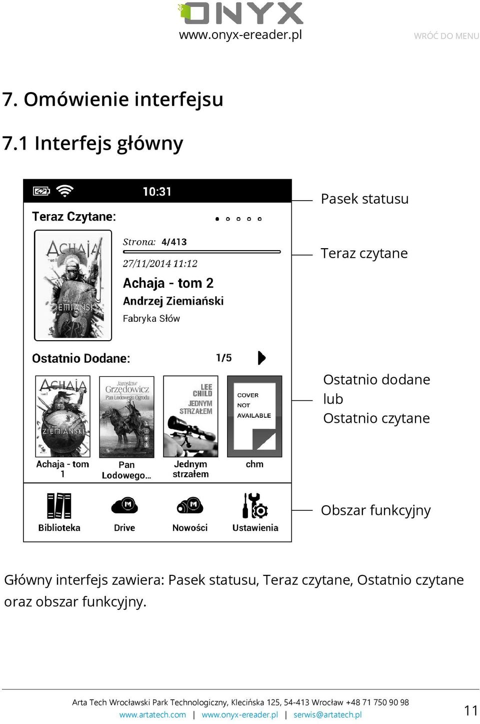 dodane lub Ostatnio czytane Obszar funkcyjny Główny