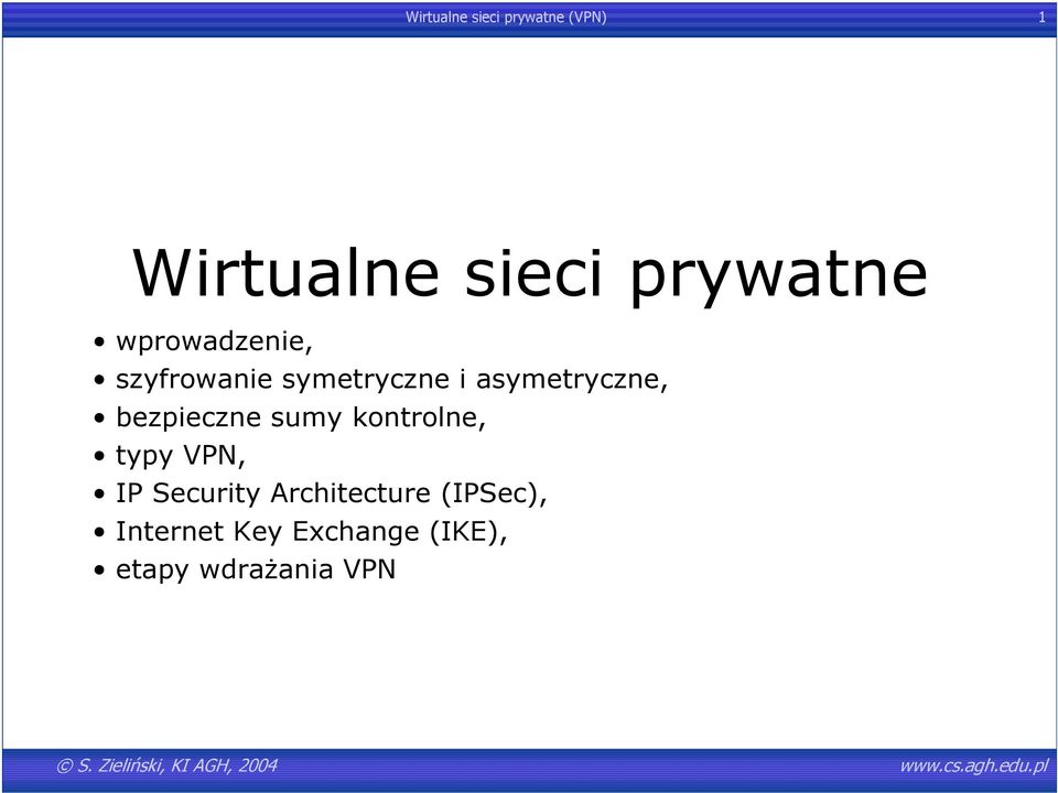 bezpieczne sumy kontrolne, typy VPN, IP Security