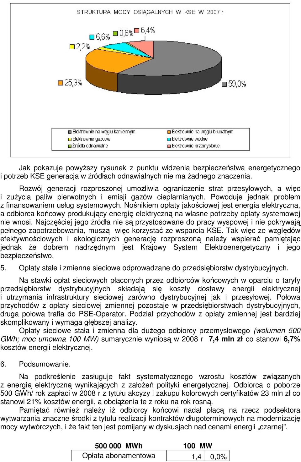 Nośnikiem opłaty jakościowej jest energia elektryczna, a odbiorca końcowy produkujący energię elektryczną na własne potrzeby opłaty systemowej nie wnosi.