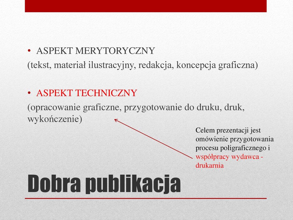 druku, druk, wykończenie) Celem prezentacji jest omówienie