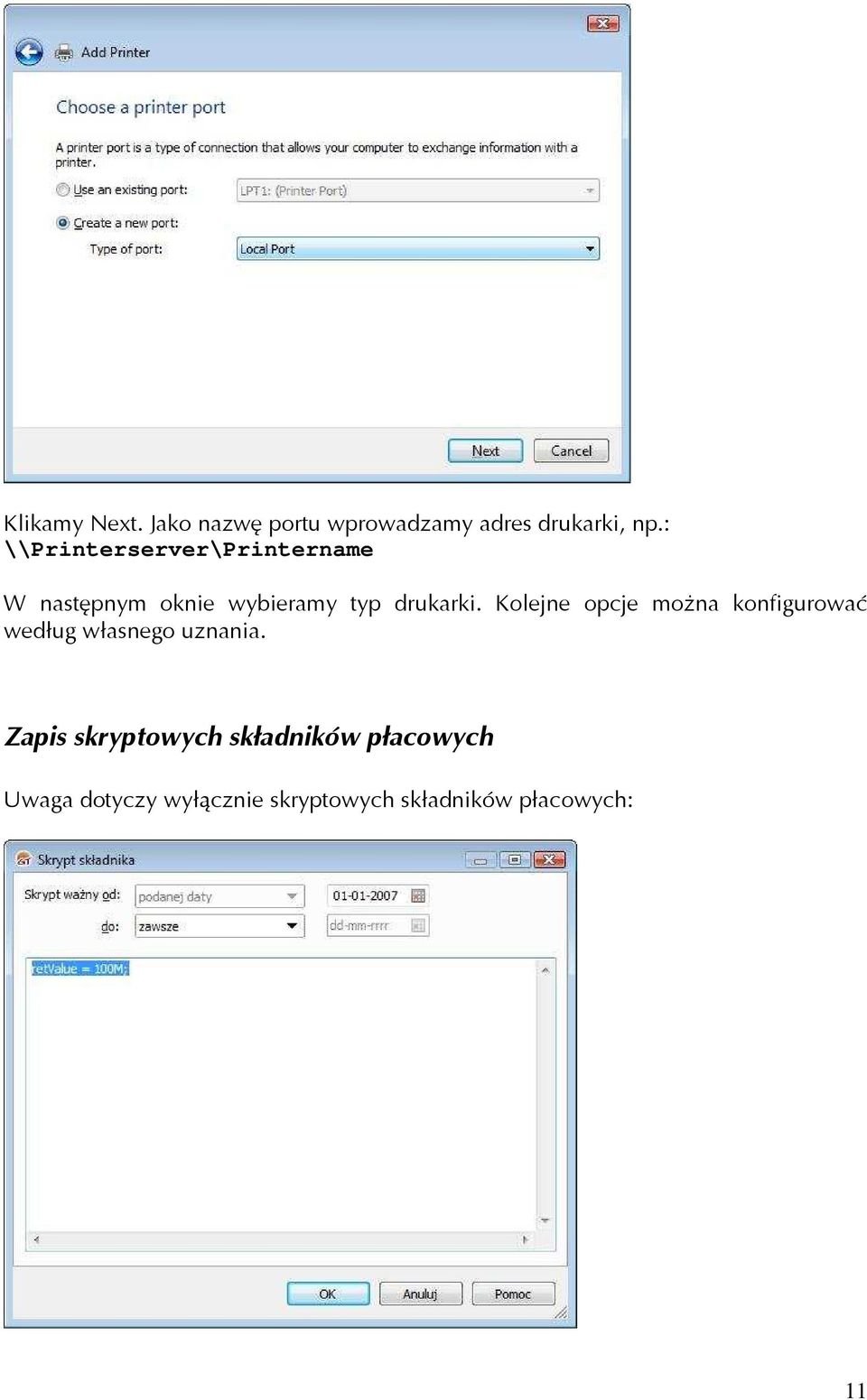 Kolejne opcje można konfigurować według własnego uznania.