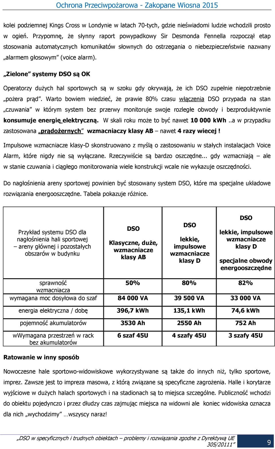 Zielone systemy DSO są OK Operatorzy dużych hal sportowych są w szoku gdy okrywają, że ich DSO zupełnie niepotrzebnie pożera prąd.