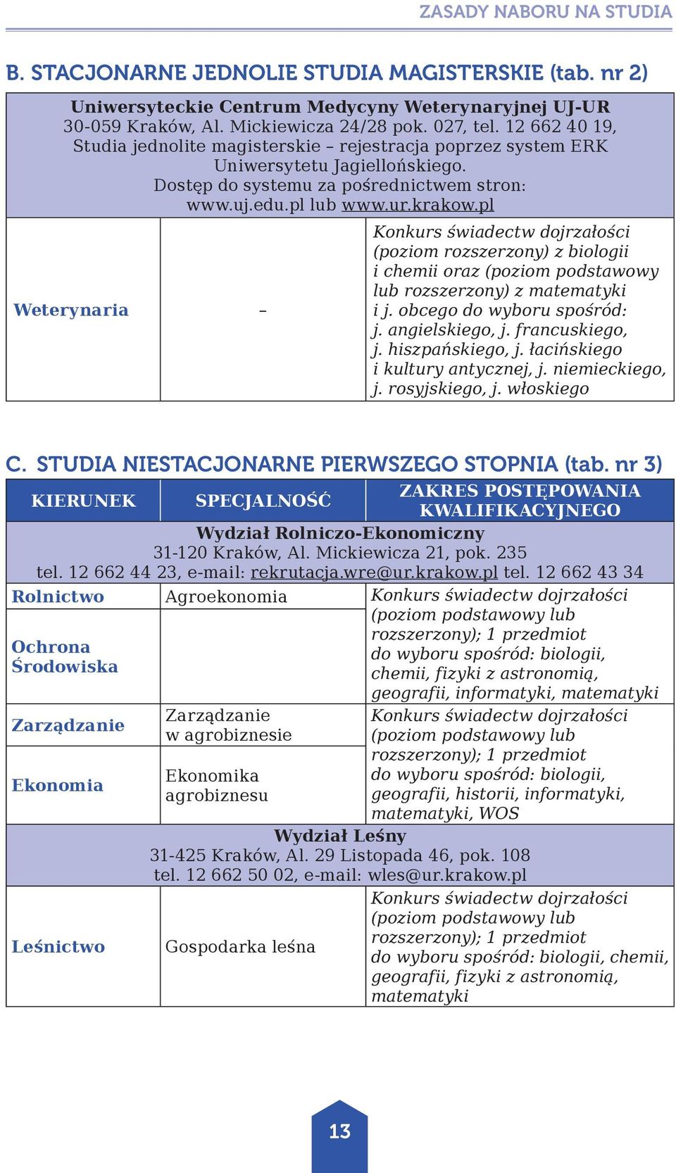 pl Weterynaria Konkurs świadectw dojrzałości (poziom rozszerzony) z biologii i chemii oraz (poziom podstawowy lub rozszerzony) z matematyki i j. obcego do wyboru spośród: j. angielskiego, j.