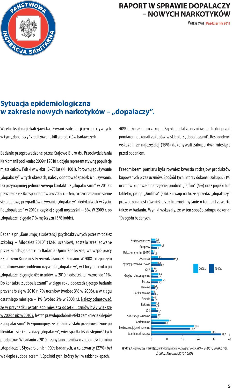 Przeciwdziałania Narkomanii pod koniec 2009 r. i 2010 r. objęło reprezentatywną populację mieszkańców Polski w wieku 15 75 lat (N=1001).