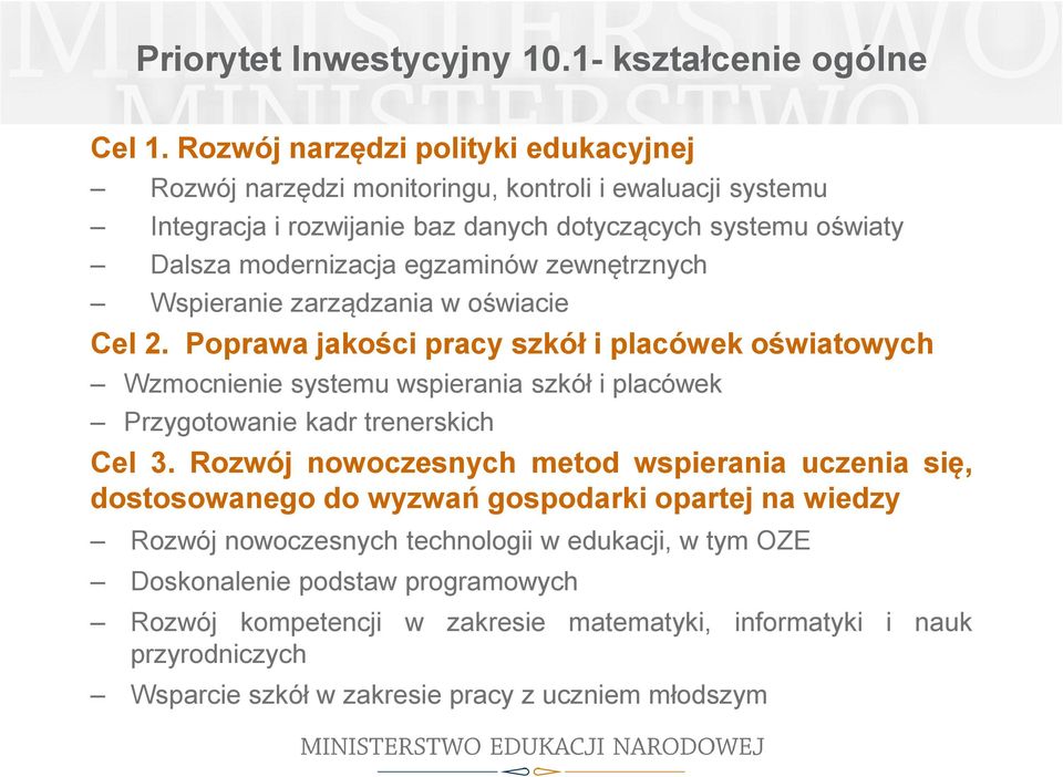 zewnętrznych Wspieranie zarządzania w oświacie Cel 2.