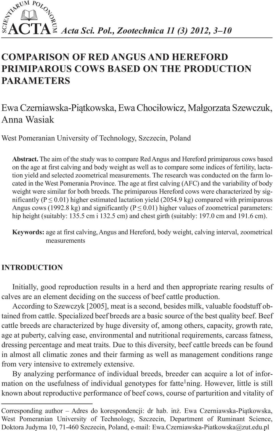 West Pomeranian University of Technology, Szczecin, Poland Abstract.