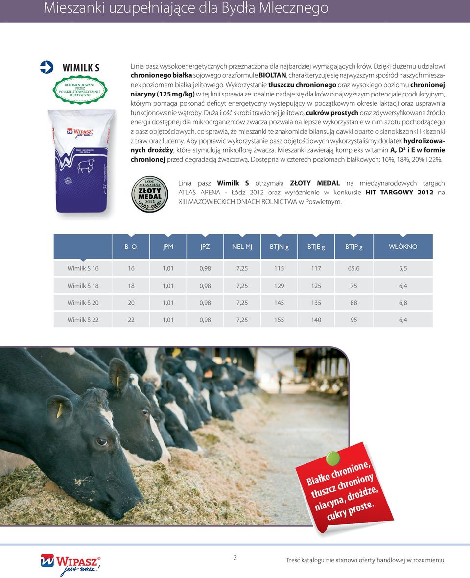Wykorzystanie tłuszczu chronionego oraz wysokiego poziomu chronionej niacyny (125 mg/kg) w tej linii sprawia że idealnie nadaje się dla krów o najwyższym potencjale produkcyjnym, którym pomaga