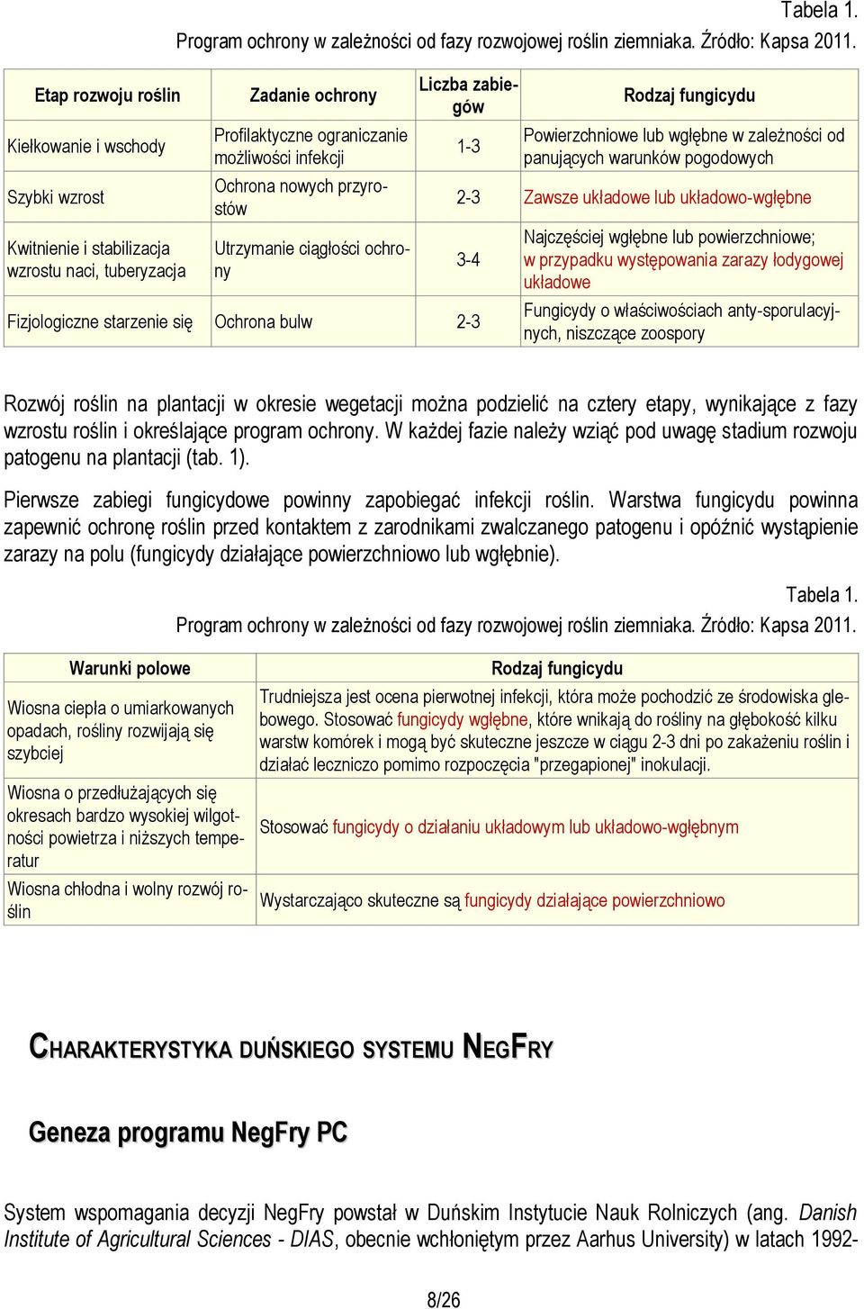lub wgłębne w zależności od panujących warunków pogodowych 2-3 Zawsze układowe lub układowo-wgłębne Kwitnienie i stabilizacja wzrostu naci, tuberyzacja Utrzymanie ciągłości ochrony 3-4 Fizjologiczne
