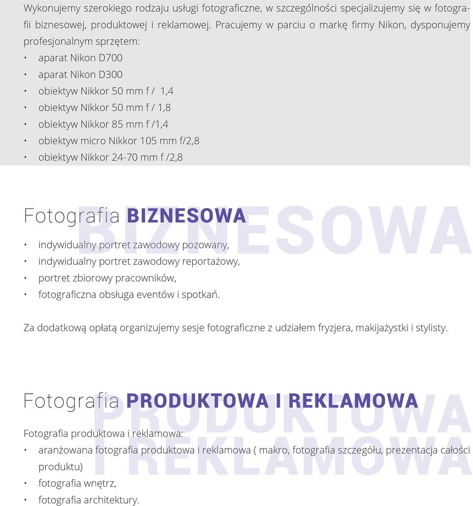 /1,4 obiektyw micro Nikkor 105 mm f/2,8 obiektyw Nikkor 24-70 mm f /2,8 indywidualny portret zawodowy pozowany, indywidualny portret zawodowy reportażowy, portret zbiorowy pracowników, fotograficzna