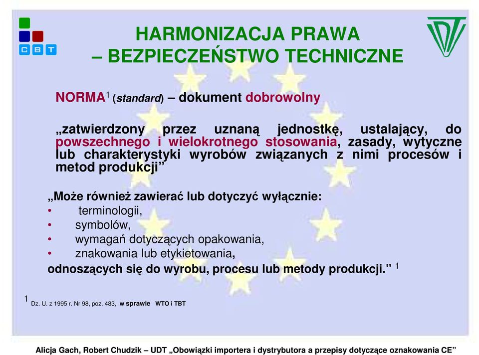 i metod produkcji MoŜe równieŝ zawierać lub dotyczyć wyłącznie: terminologii, symbolów, wymagań dotyczących opakowania,