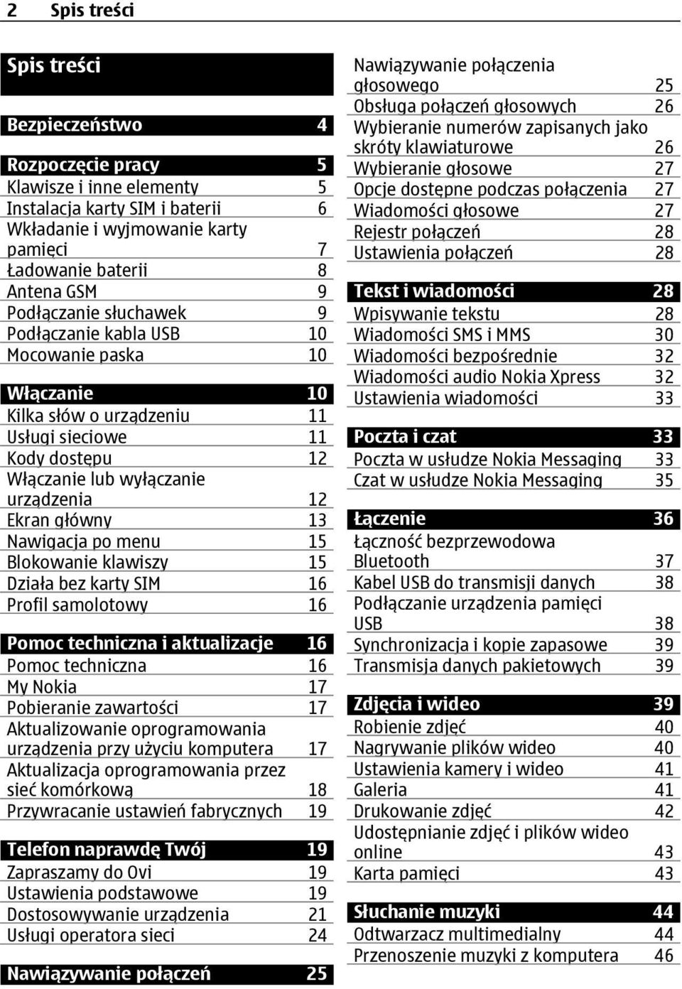 Nawigacja po menu 15 Blokowanie klawiszy 15 Działa bez karty SIM 16 Profil samolotowy 16 Pomoc techniczna i aktualizacje 16 Pomoc techniczna 16 My Nokia 17 Pobieranie zawartości 17 Aktualizowanie