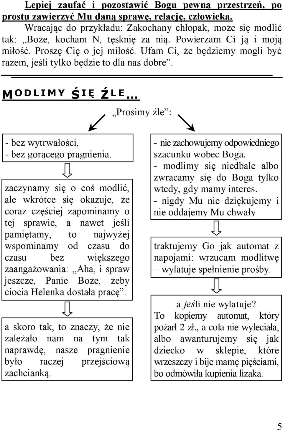 M O D L I M Y Ś I Ę Ź L E Prosimy źle : - bez wytrwałości, - bez gorącego pragnienia.