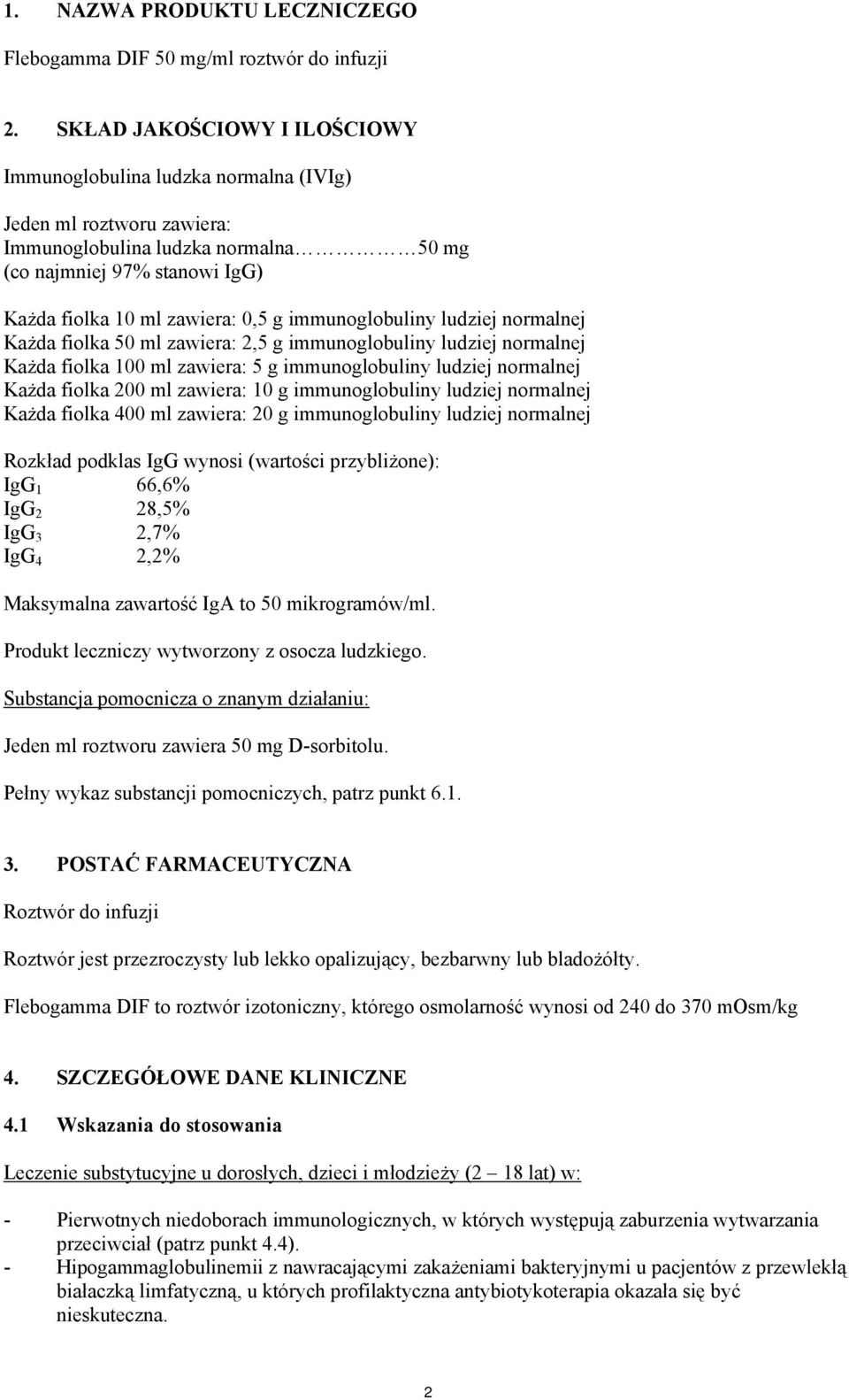 immunoglobuliny ludziej normalnej Każda fiolka 50 ml zawiera: 2,5 g immunoglobuliny ludziej normalnej Każda fiolka 100 ml zawiera: 5 g immunoglobuliny ludziej normalnej Każda fiolka 200 ml zawiera: