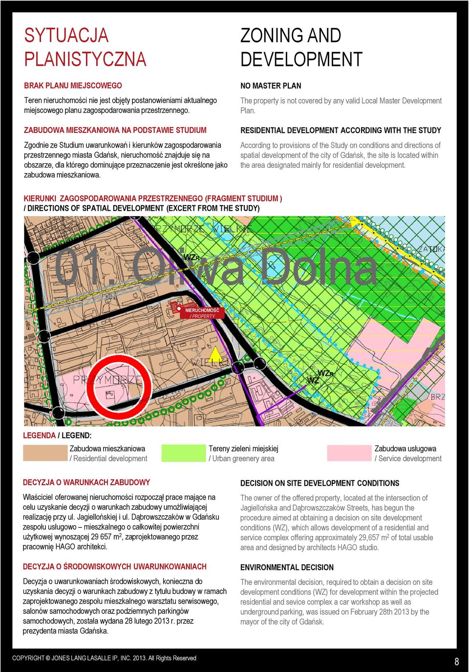 przeznaczenie jest określone jako mieszkaniowa. ZONING ND DEVELOPMENT NO MSTER PLN The property is not covered by any valid Local Master Development Plan.