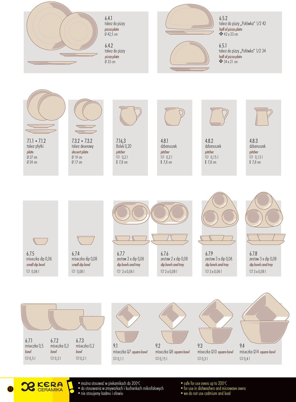 8.3 dzbanuszek pitcher a 0,13 l 7,8 cm 6.7.5 miseczka dip 0,06 small dip bowl a 0,06 l 6.7.4 miseczka dip 0,08 small dip bowl a 0,08 l 6.7.7 zestaw 2 x dip 0,06 dip bowls and tray a 2 x 0,06 l 6.7.6 zestaw 2 x dip 0,08 dip bowls and tray a 2 x 0,08 l 6.