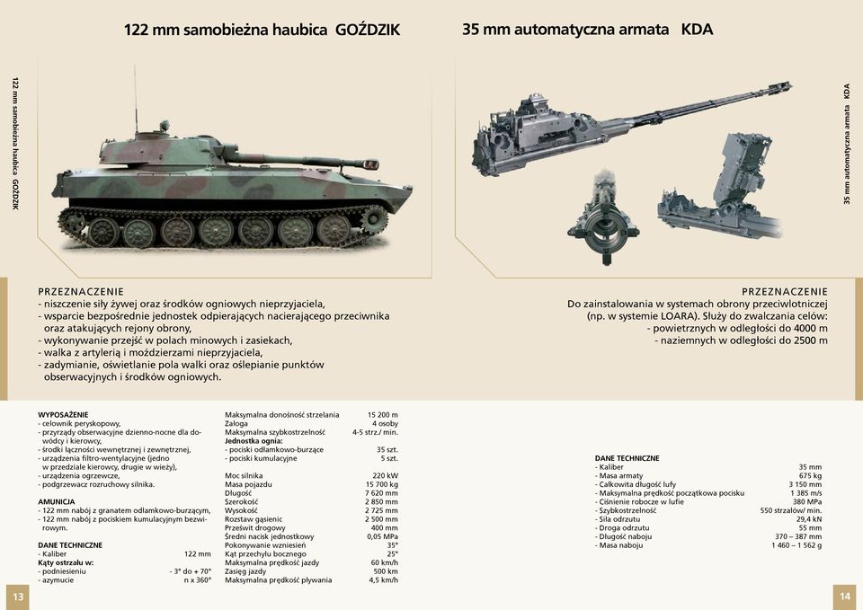 nieprzyjaciela, - zadymianie, oświetlanie pola walki oraz oślepianie punktów obserwacyjnych i środków ogniowych. Do zainstalowania w systemach obrony przeciwlotniczej (np. w systemie LOARA).