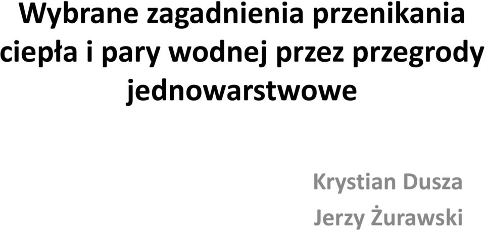 wodnej przez przegrody