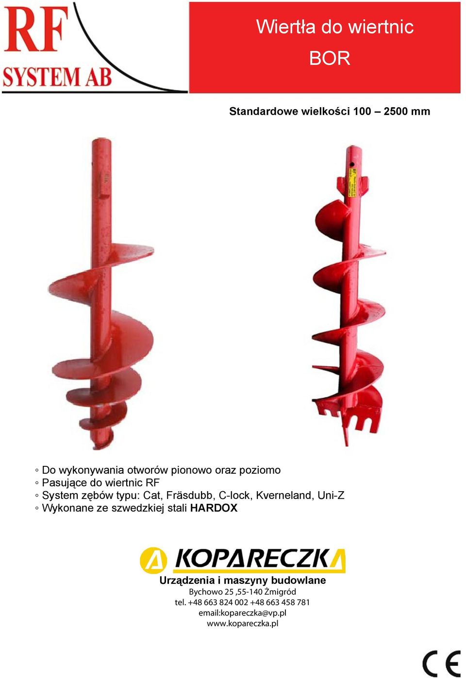 do wiertnic RF System zębów typu: Cat, Fräsdubb,