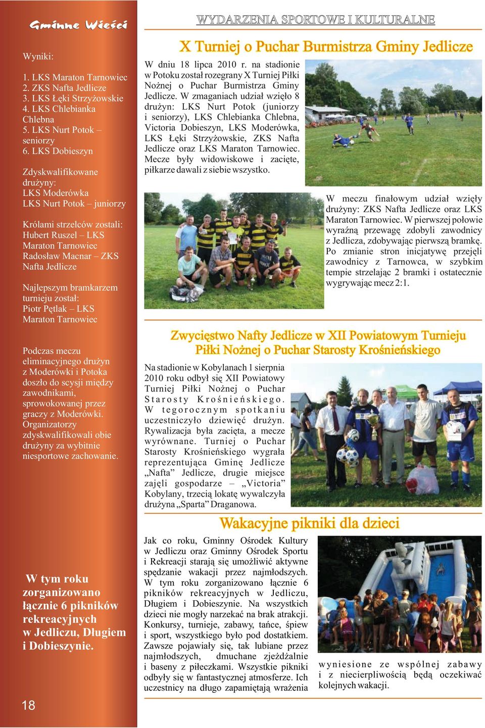 turnieju zosta³: Piotr Pêtlak LKS Maraton Tarnowiec Podczas meczu eliminacyjnego dru yn z Moderówki i Potoka dosz³o do scysji miêdzy zawodnikami, sprowokowanej przez graczy z Moderówki.