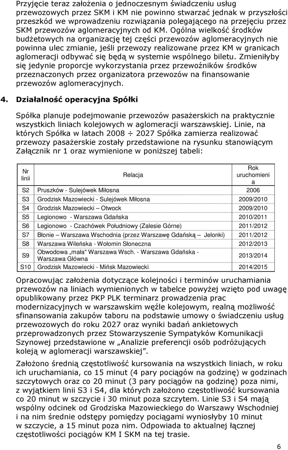 Ogólna wielkość środków budŝetowych na organizację tej części przewozów aglomeracyjnych nie powinna ulec zmianie, jeśli przewozy realizowane przez KM w granicach aglomeracji odbywać się będą w
