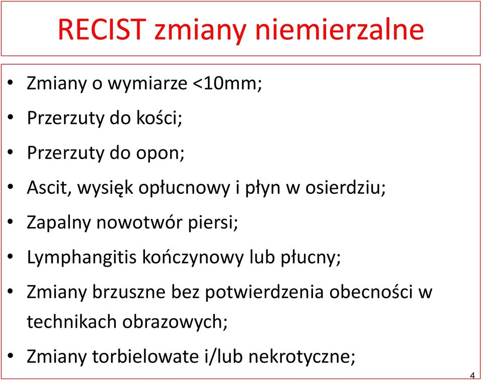 nowotwór piersi; Lymphangitis kończynowy lub płucny; Zmiany brzuszne bez