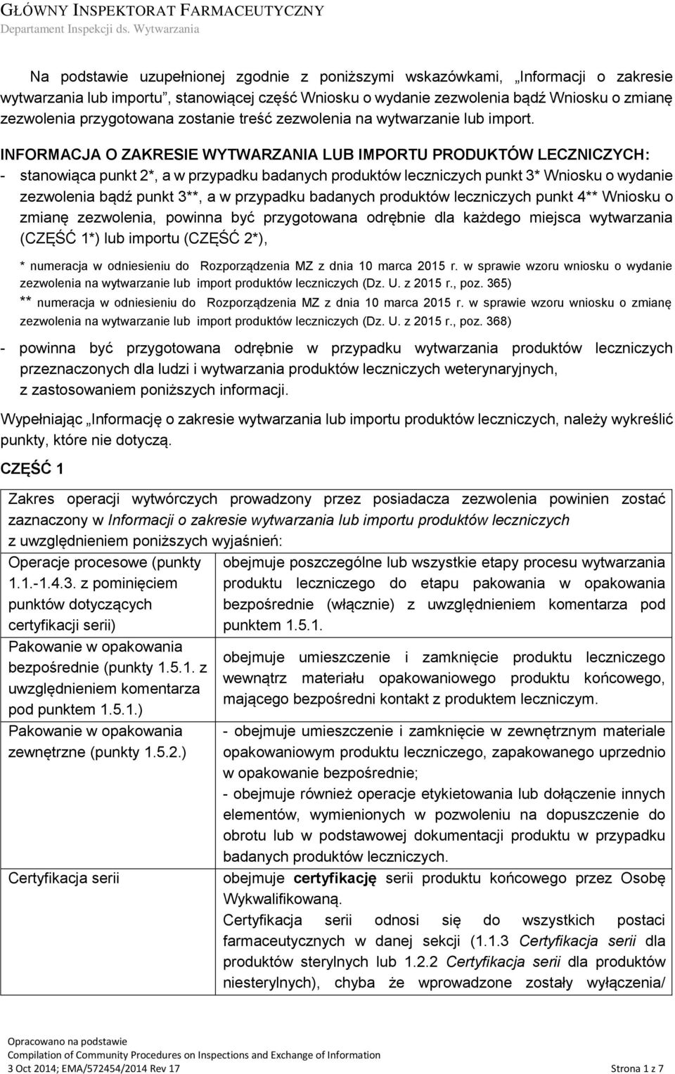 przygotowana zostanie treść zezwolenia na wytwarzanie lub import.