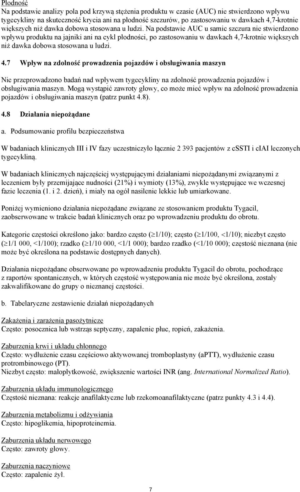 Na podstawie AUC u samic szczura nie stwierdzono wpływu produktu na jajniki ani na cykl płodności, po zastosowaniu w dawkach 4,7-krotnie  4.
