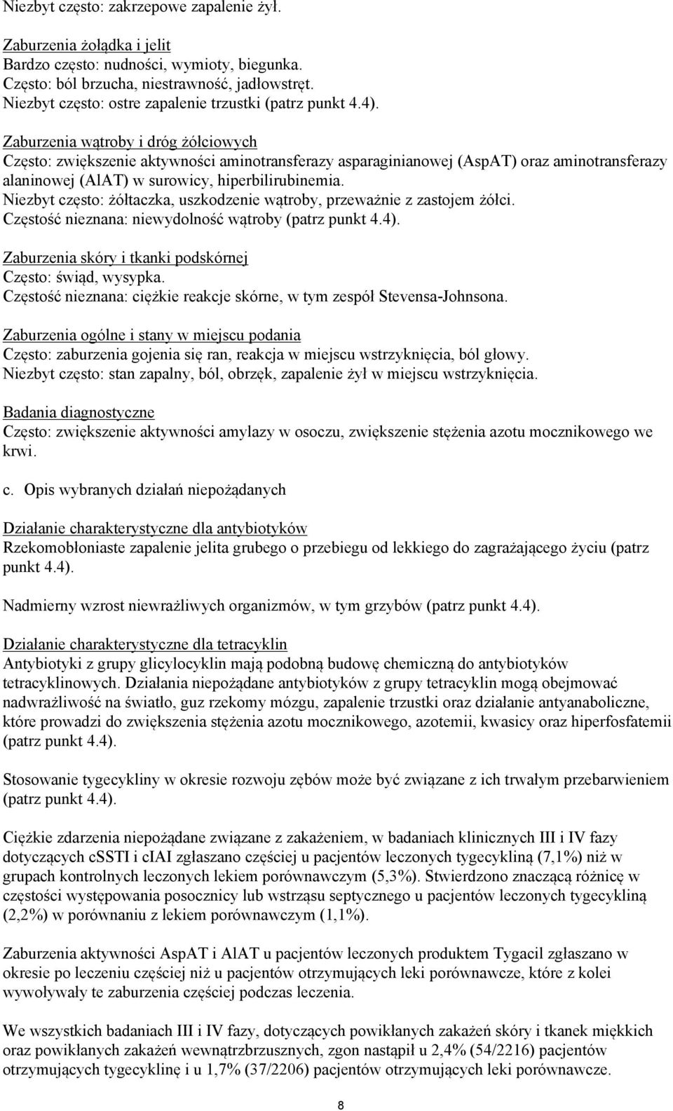 Zaburzenia wątroby i dróg żółciowych Często: zwiększenie aktywności aminotransferazy asparaginianowej (AspAT) oraz aminotransferazy alaninowej (AlAT) w surowicy, hiperbilirubinemia.
