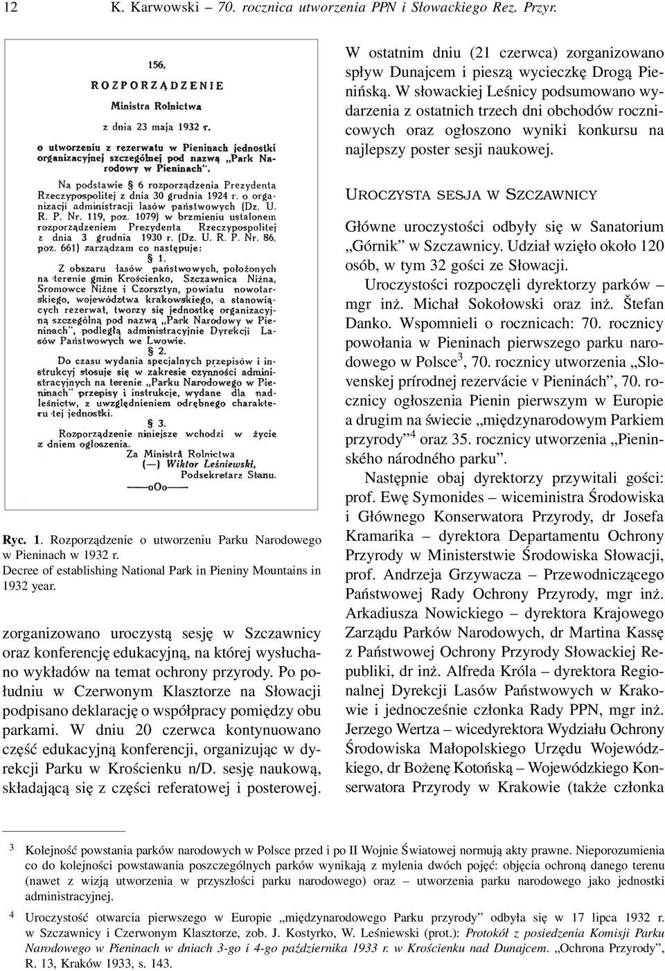 Rozporządzenie o utworzeniu Parku Narodowego w Pieninach w 1932 r. Decree of establishing National Park in Pieniny Mountains in 1932 year.