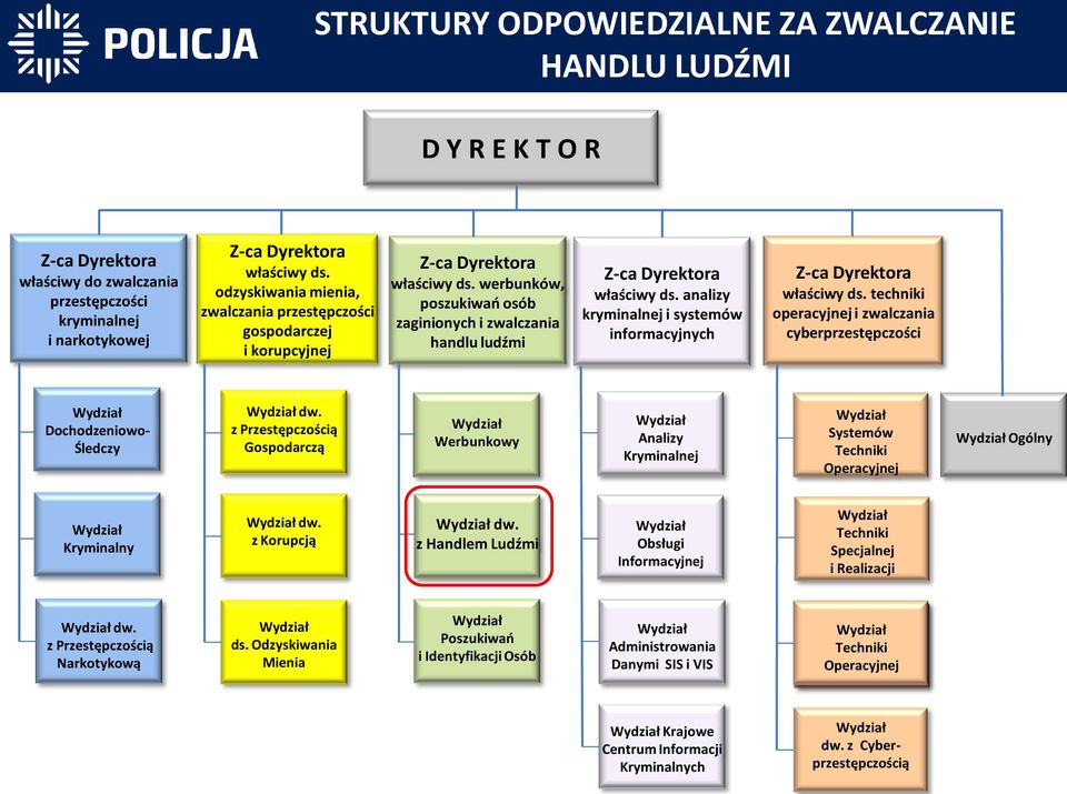 analizy kryminalnej i systemów informacyjnych Z-ca Dyrektora właściwy ds. techniki operacyjnej i zwalczania cyberprzestępczości Wydział Dochodzeniowo- Śledczy Wydział dw.