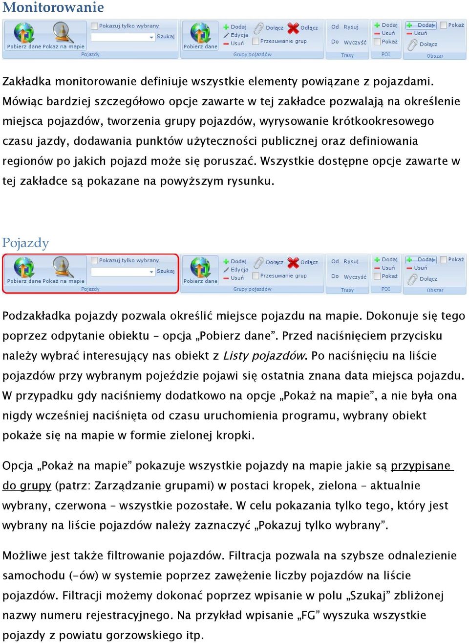 publicznej oraz definiowania regionów po jakich pojazd może się poruszać. Wszystkie dostępne opcje zawarte w tej zakładce są pokazane na powyższym rysunku.