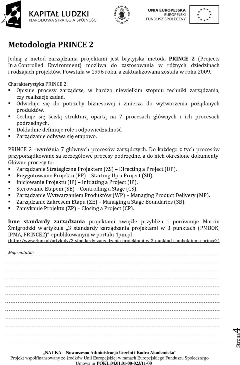 Odwołuje się do potrzeby biznesowej i zmierza do wytworzenia pożądanych produktów. Cechuje się ścisłą strukturą opartą na 7 procesach głównych i ich procesach podrzędnych.