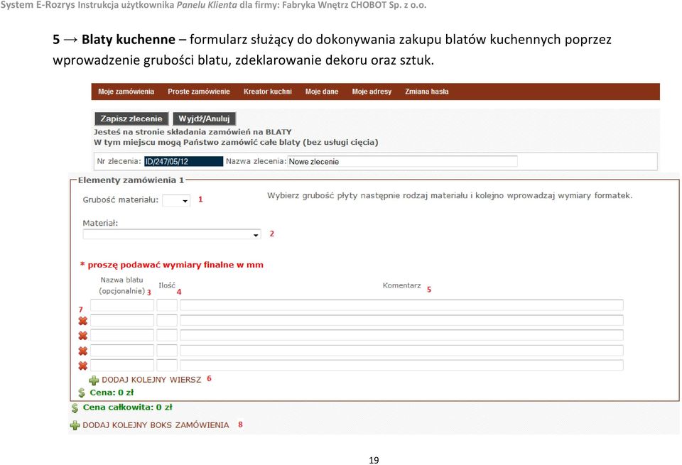 kuchennych poprzez wprowadzenie