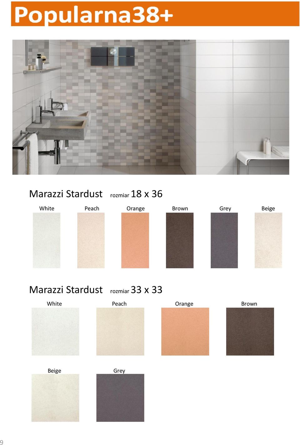 Grey Beige Marazzi Stardust rozmiar 33 x