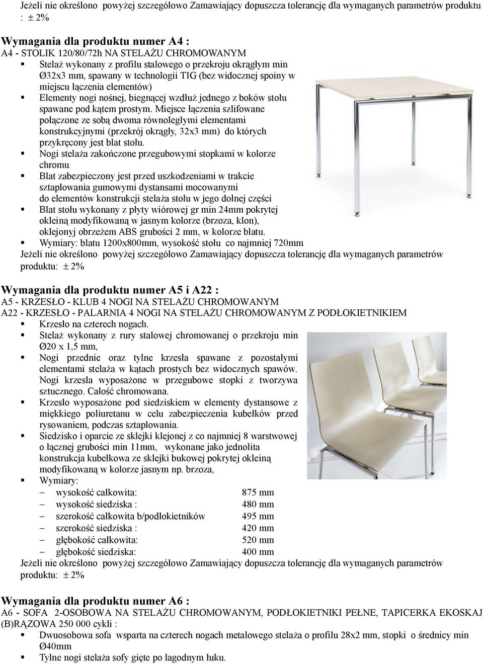 Miejsce łączenia szlifowane połączone ze sobą dwoma równoległymi elementami konstrukcyjnymi (przekrój okrągły, 32x3 mm) do których przykręcony jest blat stołu.