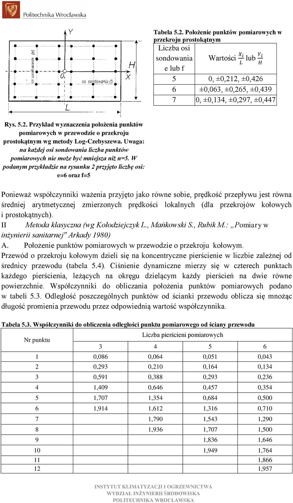 W podanym przykładzie na rysunku 2 przyjęto liczbę osi: e=6 oraz f=5 Ponieważ współczynniki ważenia przyjęto jako równe sobie, prędkość przepływu jest równa średniej arytmetycznej zmierzonych