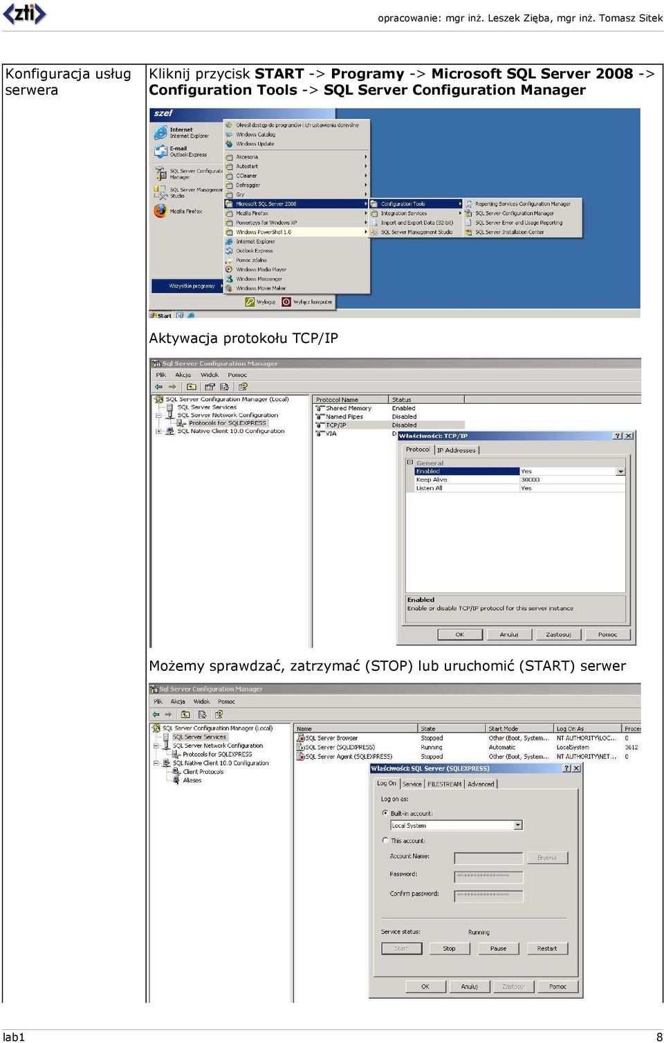 Server Configuration Manager Aktywacja protokołu TCP/IP