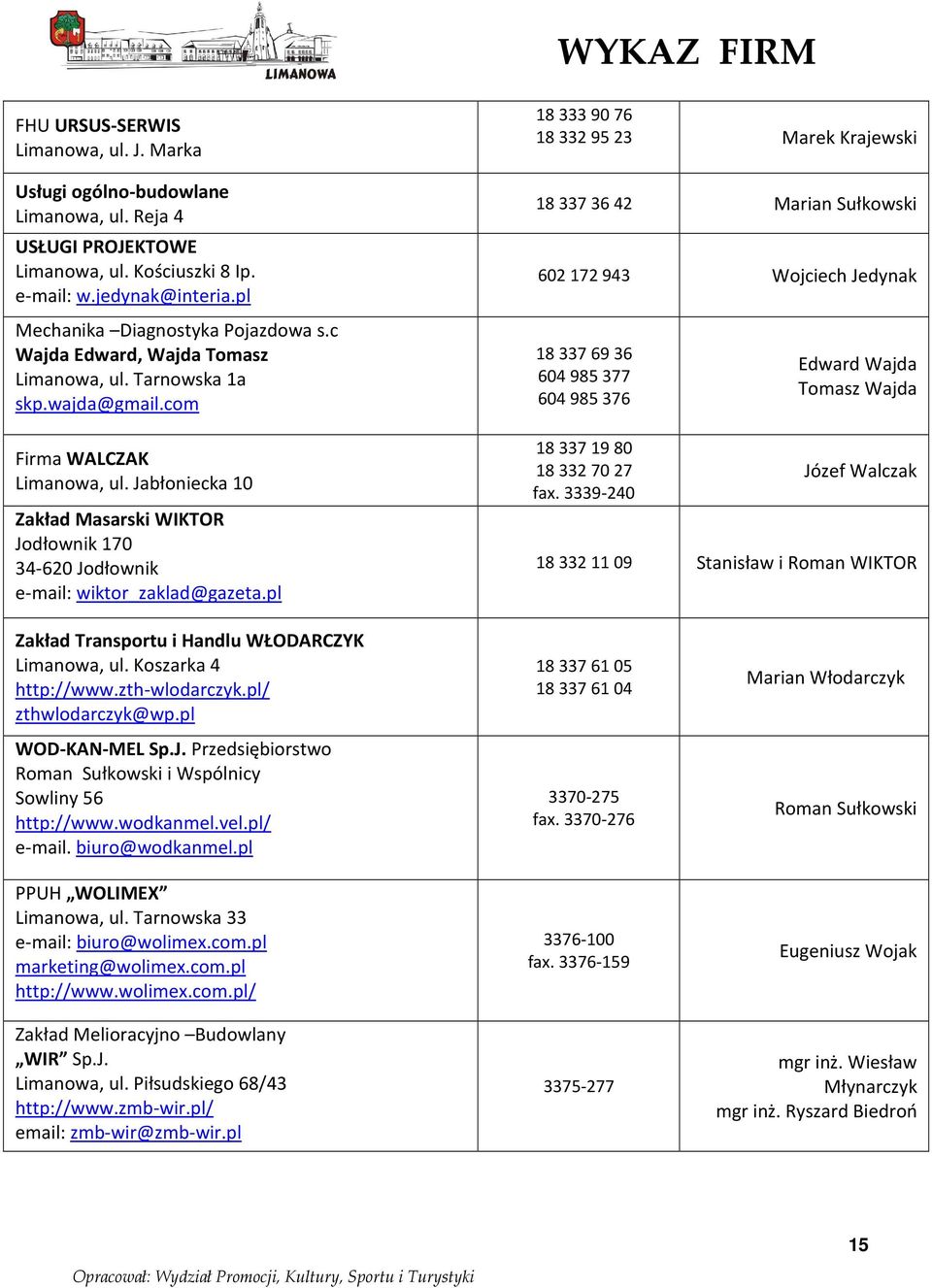Jabłoniecka 10 Zakład Masarski WIKTOR Jodłownik 170 34-620 Jodłownik e-mail: wiktor_zaklad@gazeta.