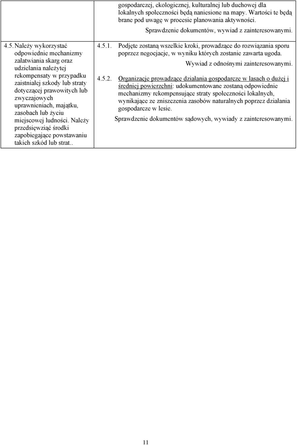 Należy wykorzystać odpowiednie mechanizmy załatwiania skarg oraz udzielania należytej rekompensaty w przypadku zaistniałej szkody lub straty dotyczącej prawowitych lub zwyczajowych uprawnieniach,