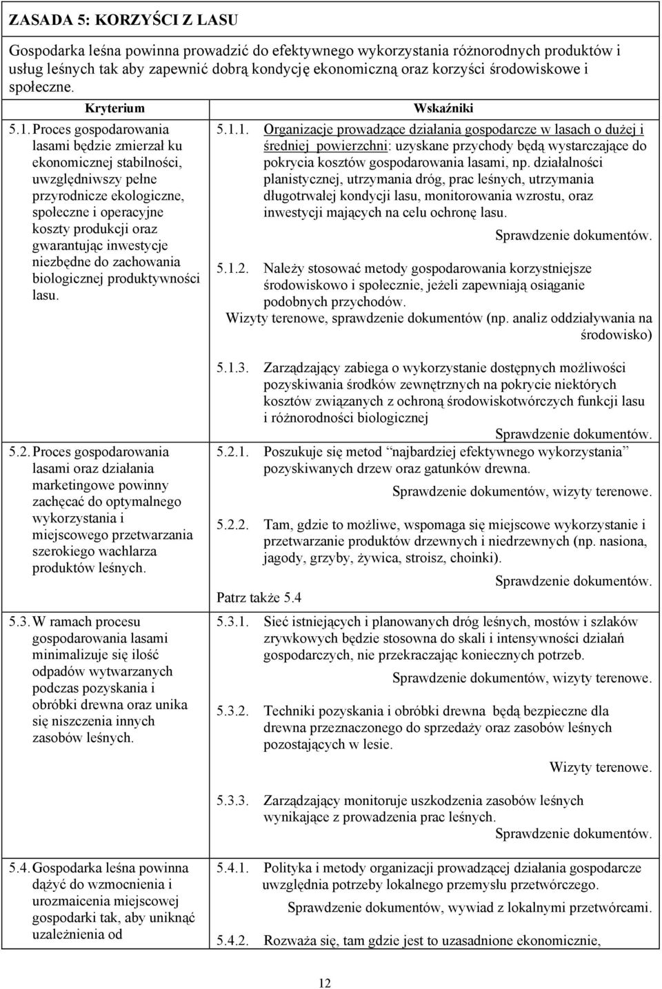 Proces gospodarowania lasami będzie zmierzał ku ekonomicznej stabilności, uwzględniwszy pełne przyrodnicze ekologiczne, społeczne i operacyjne koszty produkcji oraz gwarantując inwestycje niezbędne