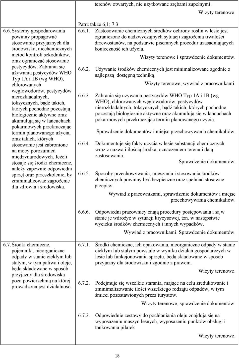 Zabrania się używania pestycydów WHO Typ 1A i 1B (wg WHO), chlorowanych węglowodorów, pestycydów nierozkładalnych, toksycznych, bądź takich, których pochodne pozostają biologicznie aktywne oraz