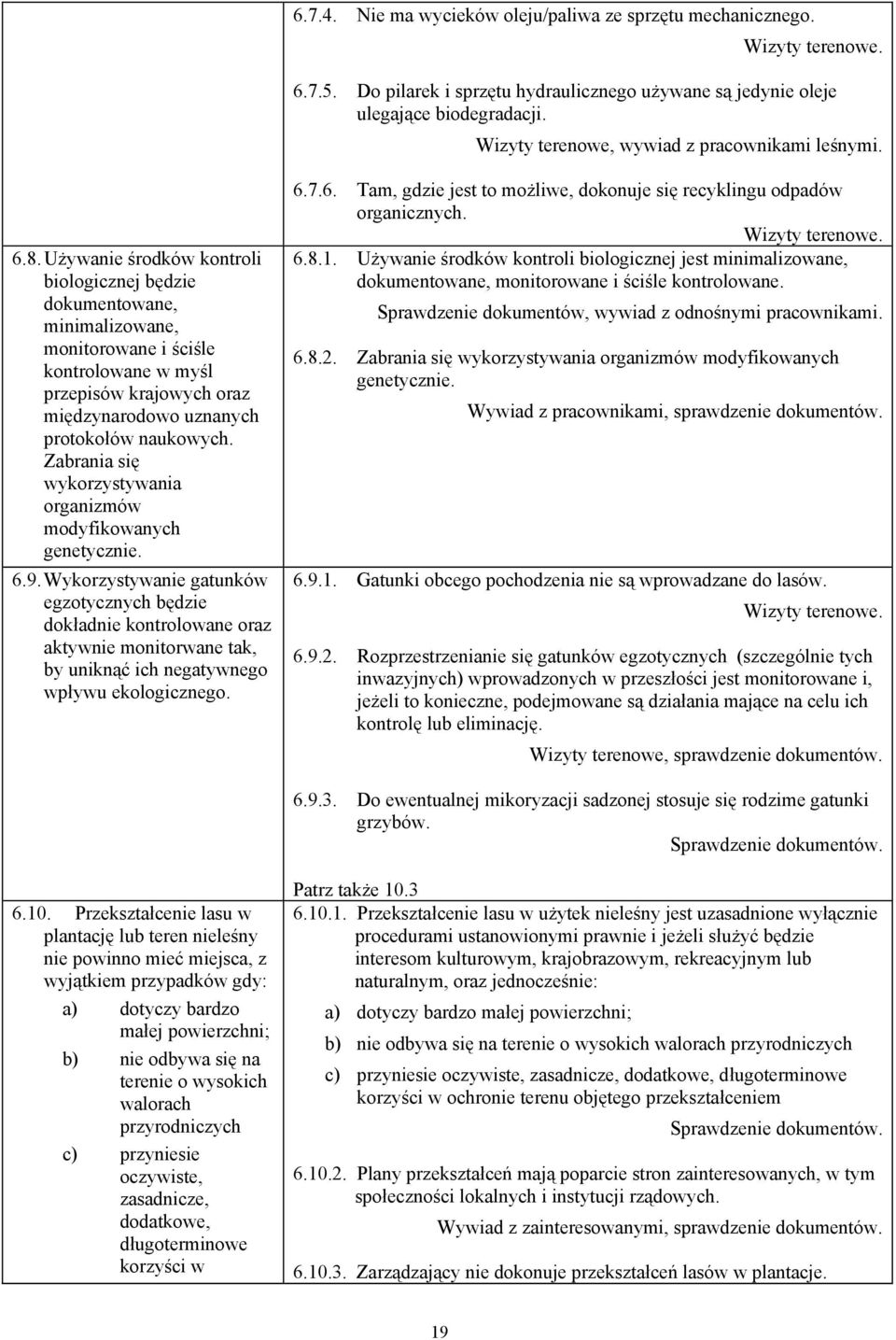 Używanie środków kontroli biologicznej będzie dokumentowane, minimalizowane, monitorowane i ściśle kontrolowane w myśl przepisów krajowych oraz międzynarodowo uznanych protokołów naukowych.