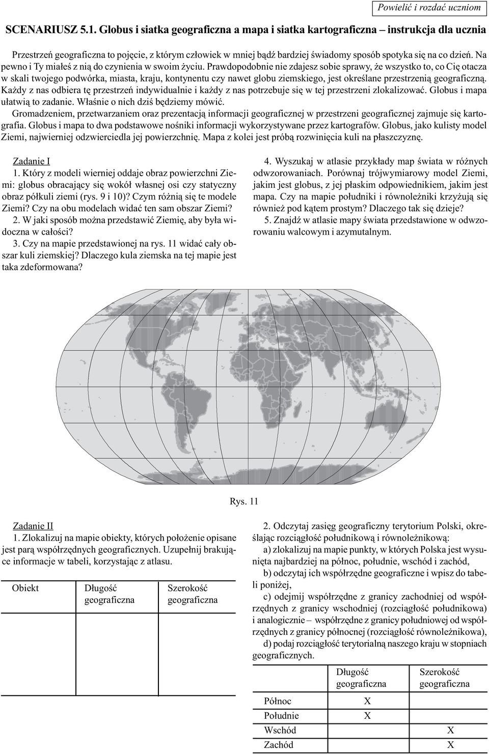 SCENARIUSZ 5.1. Globus i siatka geograficzna a mapa i siatka kartograficzna  instrukcja dla ucznia - PDF Free Download