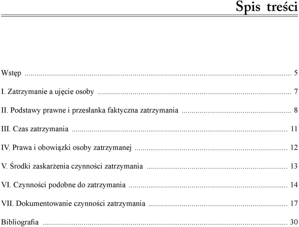 Prawa i obowiązki osoby zatrzymanej... 12 V. Środki zaskarżenia czynności zatrzymania.